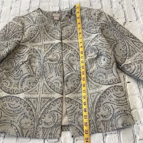 Chico’s Jacket Blazer Women’s Size 0 Multi Color Detachable Faux Fur Sleeves - Picture 7 of 11